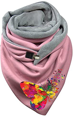 rtdgcv Schal Damen Winter Warmer Schal für Damen Baumwolle mit lässigem Druck, warmer Knopf, Winter-Wickelschal, Schals Wolle Schal Stricken Lässige Weich Lustig Animal Print Herbstschal