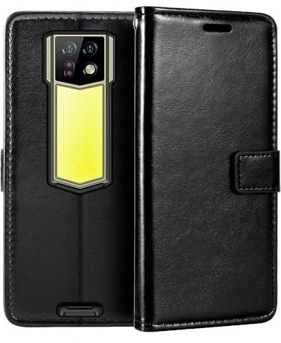 PU Leder Handyhülle Kompatibel mit Ulefone Armor 24, Klapphülle mit Kartenfächern, Magnetverschluss und Rundumschutz mit Standfunktion (Schwarz)