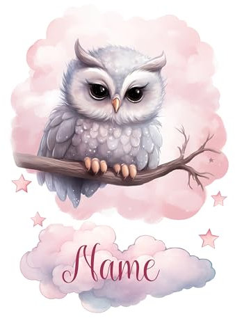 GRAZDesign Wandtattoo Eule mit Namen personalisiert für Babyzimmer Kinderzimmer für Mädchen über Bettchen - 56x40cm