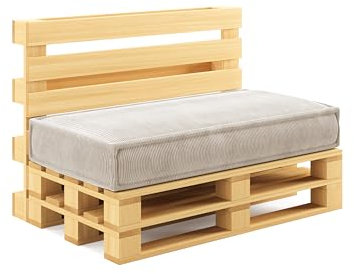 chilly pilley® Palettenkissen Palettenauflagen aus Cord für EU-Paletten - Abnehmbarer Bezug - Sitzkissen - Rückenlehnenkissen viele Farben (Sitzkissen 120x80, Creme)