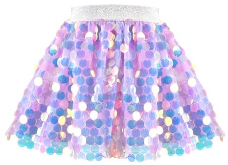 Mädchen Rock Lila Meerjungfrau Funkelnd Pailletten Tutu Party Ballett Tanzen Gr. 110,Lila Punkt,110
