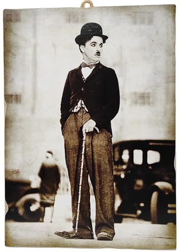 KUSTOM ART Charlotte Chaplin Wandposter, Schwarz-Weiß, 25 x 18 cm, für Wohnzimmer, Schlafzimmer, Büro, Küche