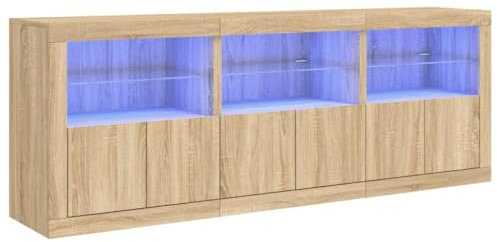 vidaXL Sideboard mit LED-Leuchten Sonoma-Eiche 181,5x37x67 cm