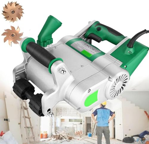 Oiyekntd Elektrischer Wandschlitzer, 25 mm + 35 mm Klingen, einmalige Formung, Wandnut-Schneidemaschine, staubfreier Betrieb, Wandschlitzmaschine, Zement-Sand-Ziegelschneider mit Tragebox