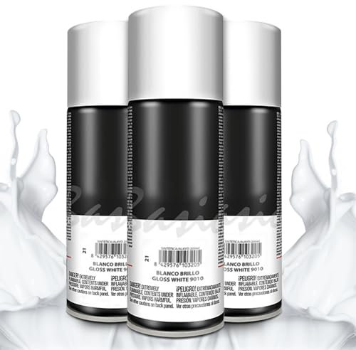 TIENDA EURASIA – Pintura Spray | Pack de 3 Unidades | Spray Pintura | Distintos Acabados |Capacidad 200 ml | 5x17.5 cm (Blanco Brillante)