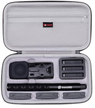 XANAD Hard Case for Insta360 X4 X5 Action Camera, Compatible with Insta360 X4 Get Set Bundle Invisible Selfie Stick Tripod and Accessories