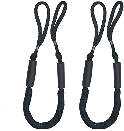 LSYHHXC Festmacherleine 2Pcs Elastische Kai Beiboot Marine Boot Bungee Dock Erweiterbar Linie Festmacher Seile Outdoor Sport Zubehör(Black)