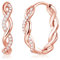 Loutade Sterling Silver & Rose Gold Infinity Hoop Earrings - 20mm, CZ Lightweight Huggie Earrings for Women & Girls
