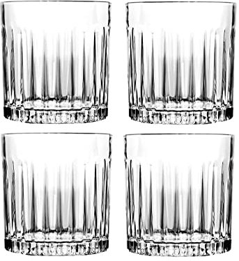 VEXDOSLE Glass Cup 4 Pack Household Whiskey Glasses 310ml Refined Double Wall Old Fashioned Whiskey Glasses Glass Mug