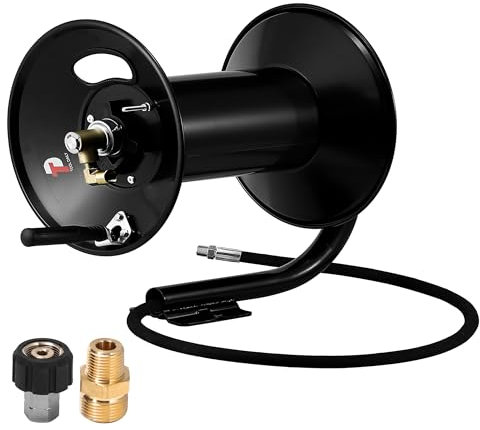 Tool Daily Pressure Washer Hose Reel 200 FT, Heavy Duty Steel Hose Reel for Power Washer, 3/8 Hand Crank, 4000 PSI