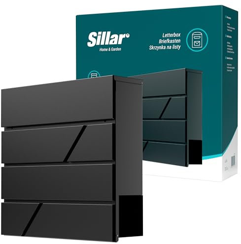 Sillar Briefkasten Wandbriefkasten, mit Schloss, Namensschild | aus verzinktem Stahl, beständig gegen Witterungseinflüsse | 10,5x37x37 cm, Anthrazit | 2 Schlüssel inklusive | A4-Format | Zeitungsröhre