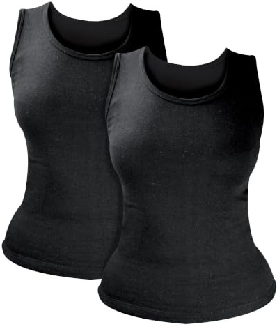 HEAT HOLDERS - 2er Pack Damen Thermo Innenfleece Baumwolle Reich Ärmellos Unterhemd