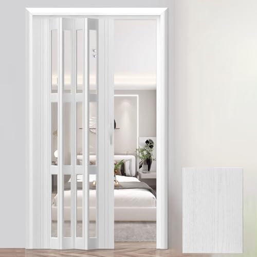 Porta A Soffietto Da Interno PVC Magnetico Porta Pieghevole, Ampia Apertura Porta Retrattile Porta Scorrevole a Soffietto, Compatta Porte Interne a Soffietto con Finestre in Acrilico(34x80in(86.4x203.