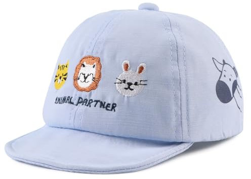 XIAOHAWANG Sommer Baby Baseball Cap Jungen Kleinkind Kappe mit Schöne Stickerei Frühling Baby Mädchen Schirmmütze (3-18Monate, Blau Tier Partner)