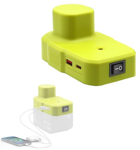 Compatible with Ryobi Power Inverter 18V Battery Adapter with U-S-B and Type C Port Power Source Charger Converter for One+ P743 18-Volt P107 P108 PBP005 PBP006 (Green)