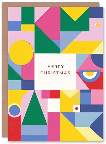 Artery8 Personalised Christmas Card Bright Colourful Geometric Abstract Design