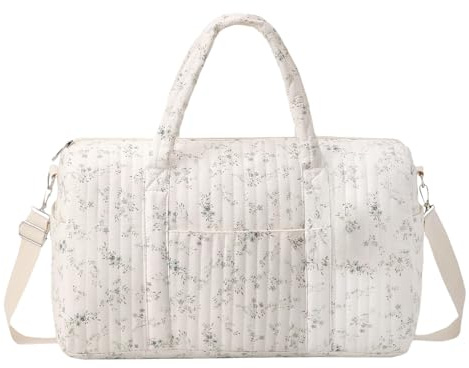 Damen-Reisetasche, gesteppt, Baumwolle, mittelgroß, großes Fassungsvermögen, for den täglichen Gebrauch (Beige L) (Stil 1)