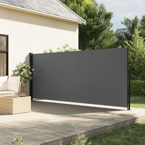 Mokuyary Seitenmarkise Ausziehbar Anthrazit 160x600 cm Terrassenmarkise, Sonnenschutz Balkonmarkise wasserabweisend für Markise Außenbereich Gartenterrasse Terrassen