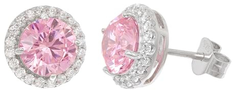 trendor Damen-Ohrringe 925 Silber Zirkonia-Ohrstecker Pink 21318-09