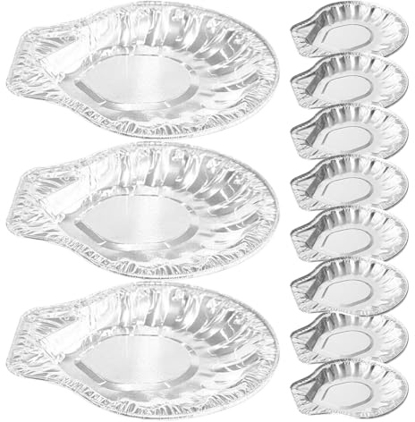Lurrose 100 Barquettes en Aluminium de Coquille Saint-, Mini Plats à Huîtres Jetables, 10 Cm, pour Barbecue et Cuisson Fruits de Mer, Résistantes et Pratiques