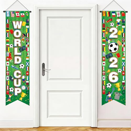 AhfuLife Fußball WM Türbanner 2026, 117x30cm Weltmeisterschaft Tür Banner zum Aufhängen für Deko Public Viewing Outdoor Indoor Fußballfans Geschenk (Stil 1)