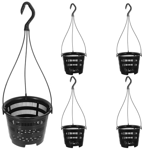 Toyvian 5 Stück Hängepflanztöpfe aus Kunststoff Schwarz Platzsparend und Zuverlässig Moderner Orchideentopf für Indoor Garten und Balkon Gestaltung