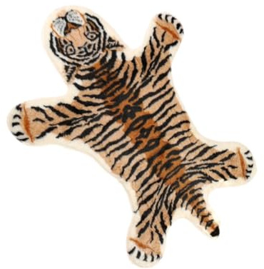 TOMETURE Tiger Leicht aus Acrylfasern rutschfest Stilvolle Fußmatte | Dekorativ für Toiletten und Glatte Böden, Komfortabel und Strapazierfähig, für Kinder Sowie Ältere