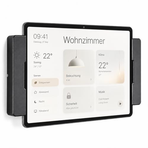 Supporto da incasso per alimentazione tablet 8-11 pollici | alluminio nero anodizzato | per installazione professionale e sottile con gestione cavi nascosta | compatibile con alimentatori VOLTEVA®