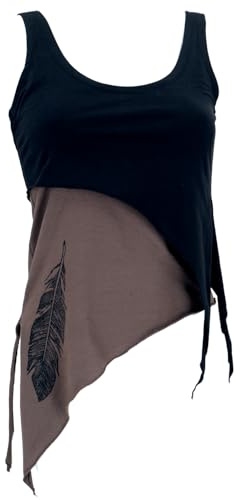 GURU SHOP Festival Elfen Top aus Bio-Baumwolle, Lagentop, Pixitop - Schwarz, Damen, Size:M