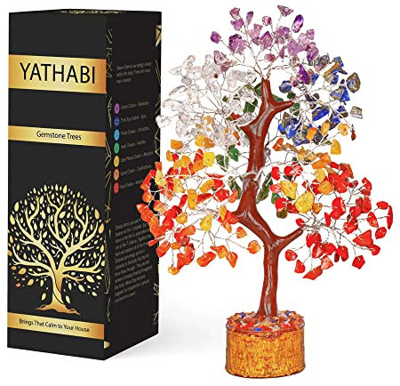 Seven Chakra Tree - Crystal Tree for Positive Energy - Chakra Tree of Life - Feng Shui Tree - Crystals and Stones - Spiritual Items - Good Luck Gift - Housewarming Gifts for Women (10-12 Inch Approx.)