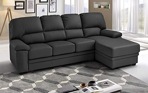 Dafne Italian Design Ecksofa 3-Sitzer mit Halbinsel rechts Kunstleder grau (cm 269 x 162 x 92 cm)