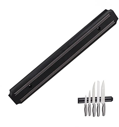 Relaxdays Magnetleiste Wand, Gerätehalter, magnetische Küchenleiste, Messer & Werkzeug, Kunststoff, 33 cm breit, schwarz, 1 Stück