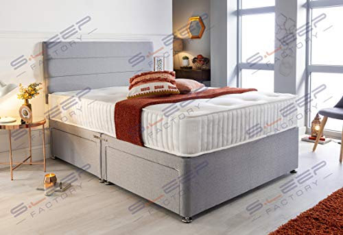 Sleep Factory's Grey Pearl 2 Drawer Divan Bed Set, Mattress and Headboard (5.0FT (King))