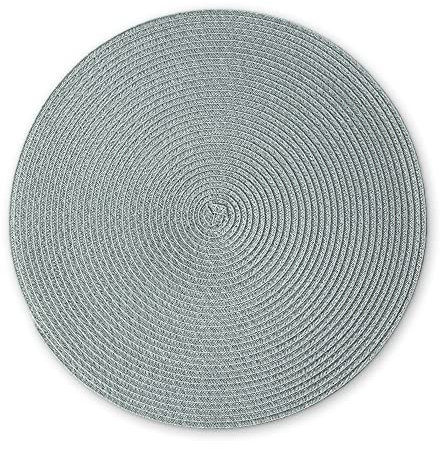 Continenta Geflochtenes Tischset, graugrün, Ø 38 cm, 1 Stück, Natur-ähnliche Kunstfaser, hitzebeständiger Untersetzer, abwaschbar