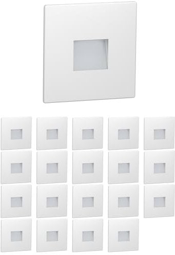 ledscom.de 20 Stück LED Treppenlicht/Wandeinbauleuchte FOW für innen und außen, Downlight, eckig, 85 x 85mm, kaltweiß