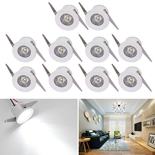 Elitlife Mini LED Einbaustrahler 10X 1W mit Trafo Stecksystem Einbauspot Deckenspots Mini Klein Einbaustrahler LED Einbauleuchten Einbaurahmen (Stil 3, Kaltes Weiß)