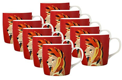 10er SET Maxwell & Williams Becher Lion PETE CROMER Geschenkbox, Porzellan, DX0911