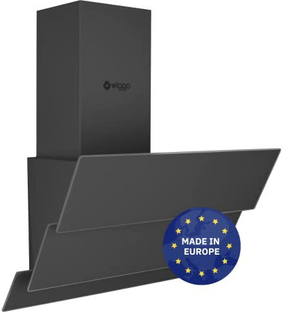 Wiggo Hotte aspirante 60 cm sans tête I évacuation d'air recirculation 300 m³/h – Écran tactile LED 3 niveaux I inclinée avec filtre à graisse & 2 filtres à charbon blanc