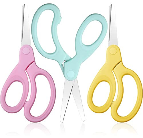 Linkshänder Kinder Schere Linkshänder Edelstahl Schere 5,9 Zoll Linkshänder Spitzschere Büro Bastelschere Schere für Büro Zuhause Haushalt (Rosa, Hellgrün, Gelb, 3 Stück)