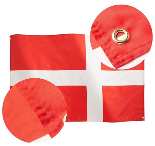 Runesol Dänemark Nationalflagge 3x5, 91x152cm, Danmark Dannebrog 4 Ösen, Messingöse in jeder Ecke, Dänemark Banner, Weltmeisterschaft, Premium Fahnen, Wasserdicht, Innen, Außen