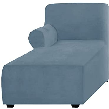 Samt Chaiselongue Schonbezüge, Schonbezug für Links/Rechts Chaiselongue-Stuhl, Relaxliege Deluxe Stuhlbezüge, Schonbezug Stretch rutschfest (Grau Blau,Left)