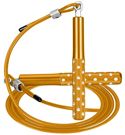 Wastou - Corda per saltare di velocità, per allenamento, fitness, per adulti, regolabile, per uomo, donna, bambini, ragazze (Gold-B)