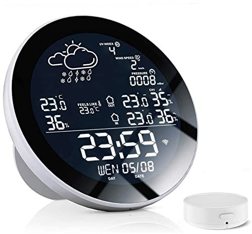 solicitous Estación meteorológica inteligente Tuya Wi-Fi con medidor de temperatura y humedad 'reloj, pantalla grande a color, temperatura reloj