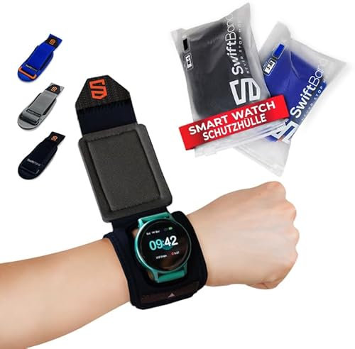 Colorcuff SwiftBand - Universelles Smartwatch Schutzband, Sportuhr Schutz, kompatibel mit Apple Watch, Garmin, Polar, Fitbit, Coros, Amazfit (S/M, Schwarz)