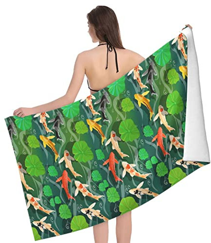 321 Strandtuch 80X130cm Koi-Fische Unter Wasser Schwimmhandtücher Pflegeleicht Handtuch Ultraleicht Tuch Bade Für Sport, Reisen, Picknick