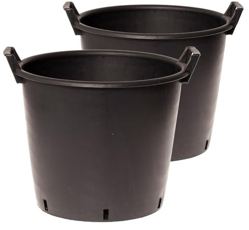 YouGarden - Heavy Duty 30L Plant Pots (Pack of 2) 40cm Diameter - Plastic Planters for Outdoor Plants - Large 15.7' Flower Pots for Gardens - Perfect for Flowers, Vegetables & General Use