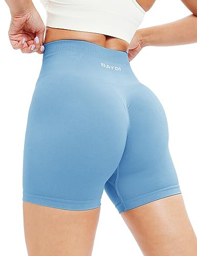 BAYDI Radlerhose Damen Booty Scrunch Shorts Blickdicht Kurze Sporthose Push Up Butt Gym Fitness