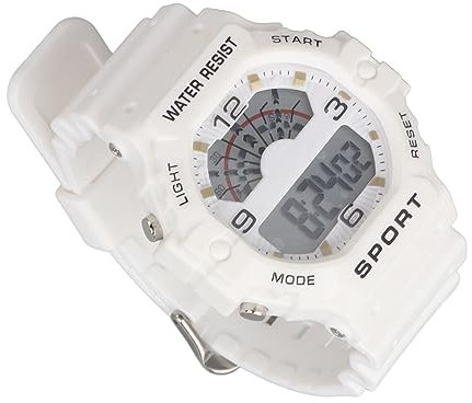 VGEBY Orologio Sportivo Digitale da Uomo, Cronografo, Quadrato, Vintage, Classico, Impermeabile WR50M (Bianco)