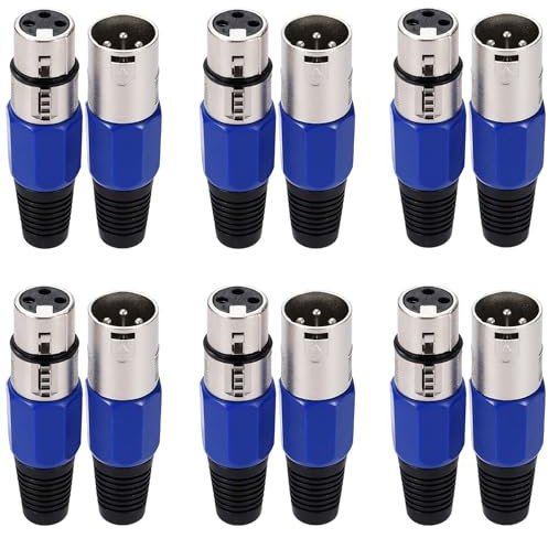 Greluma 12 Stück 3-Polige XLR-Anschlüsse, Männlich/Weiblich für DMX-Signalkabel oder Audio-Mikrofon