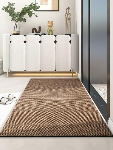 WLWLEO Innen Tür Eingang Matte rutschfeste, saugfähige, schmutzabweisende Türmatte 20 x 31,5 Schuhabstreifer Willkommensmatte für Haustür Eingang Büro Hotel Mall, Dreckschleuder,Braun,50×80cm